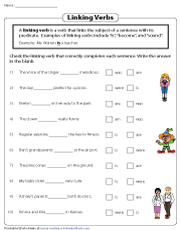 Linking Verbs Worksheets