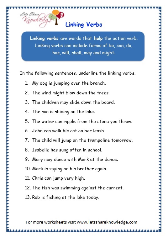 Grade 3 Grammar Topic 14: Helping Verbs Worksheets - Lets Share ...