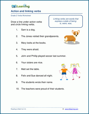 Linking verbs worksheets | Worsheets library
