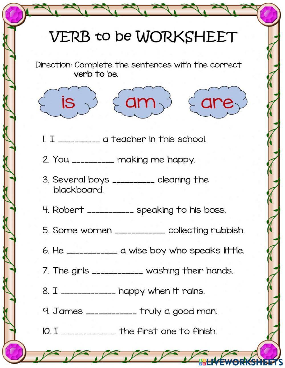 Linking Verbs online worksheet for Grade 2  