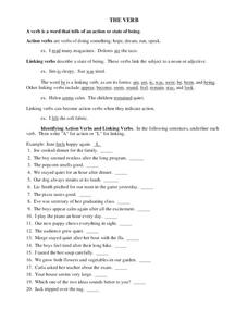 linking verb worksheet middle school
