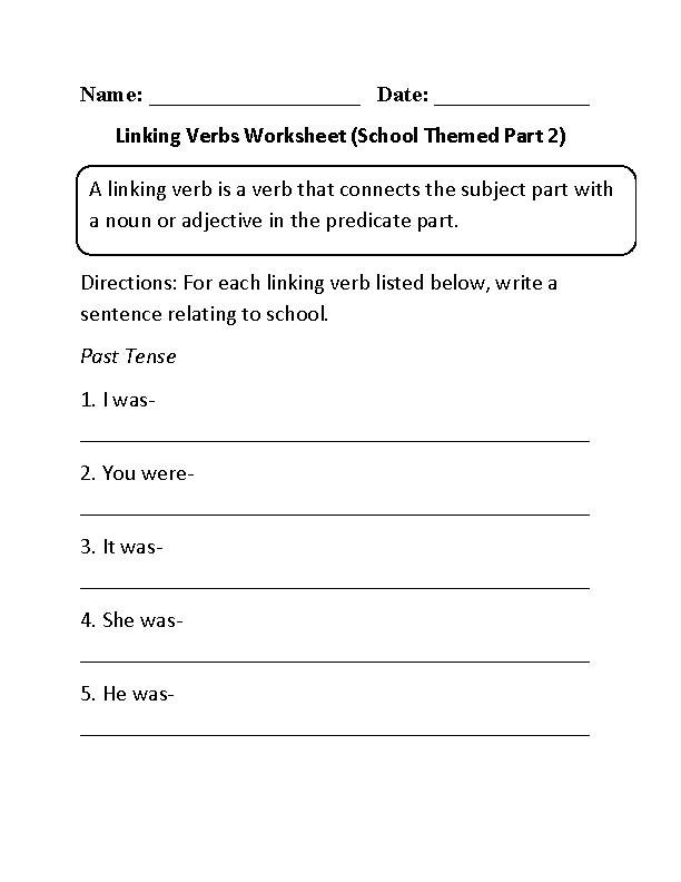 linking verbs and predicate words worksheet answers