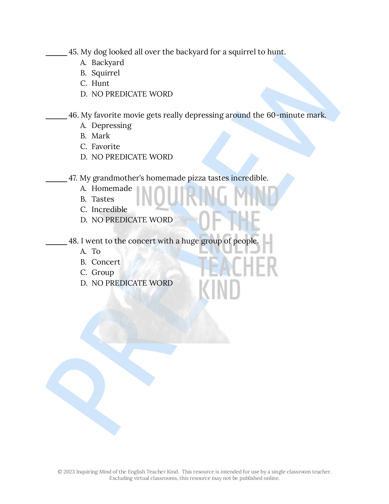 linking verbs and predicate words worksheet answers