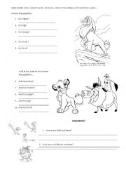 lion king worksheet answers