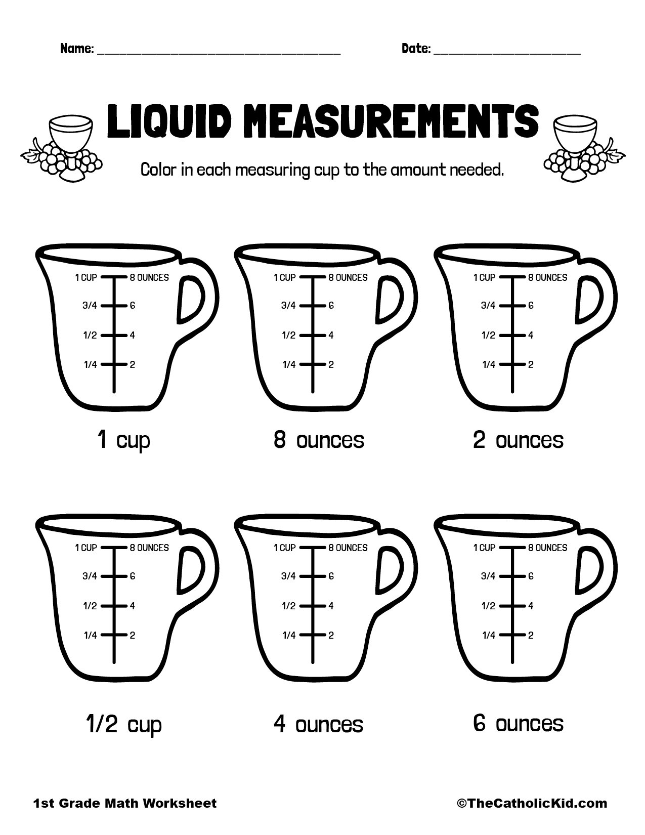liquid measurement worksheet grade 3