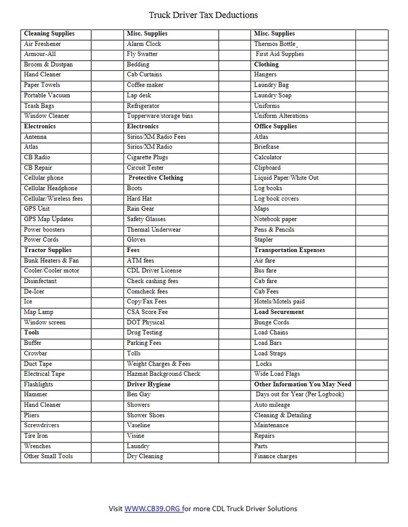 anchor-tax-service-truck-driver-deductions-worksheets-library for Free Printable Tax Deduction Worksheet Pdf Anchor Tax Service - Truck driver deductions - Worksheets Library for Free Printable Tax Deduction Worksheet Pdf