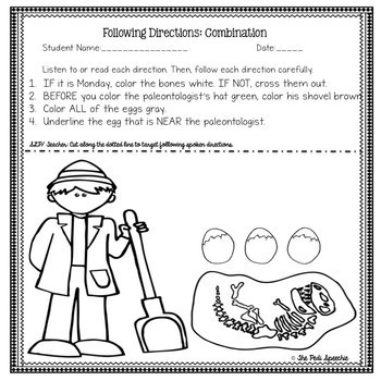 listen to directions worksheet