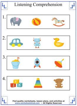 Listening Comprehension Kindergarten Worksheet - Set of 6 ...