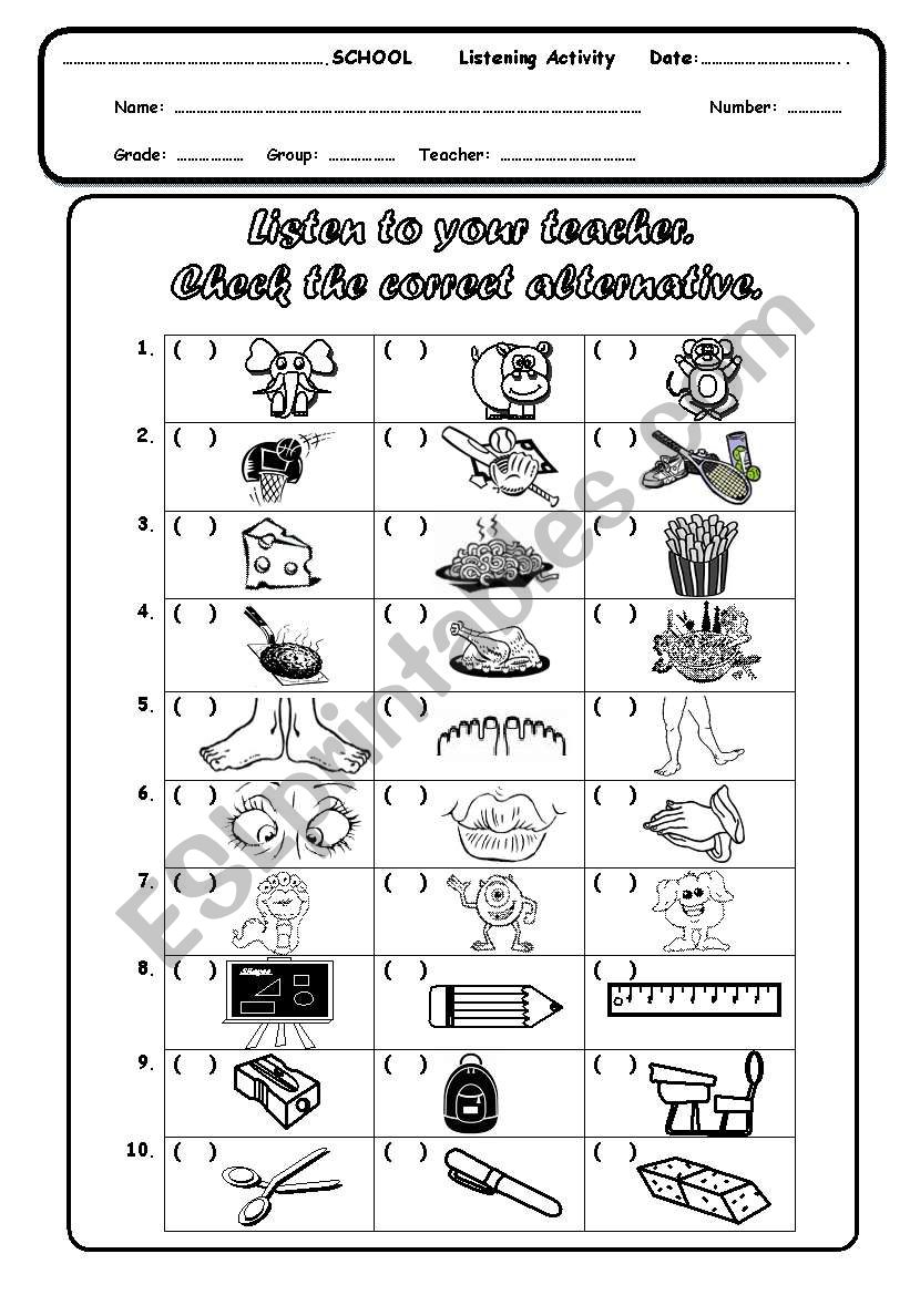 LISTENING ACTIVITY FOR KIDS - ESL worksheet by Thalia Gralik