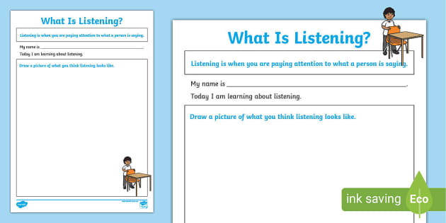 What is Listening? Worksheet Positive Behaviours - Twinkl