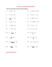 LITERAL EQUATIONS WORKSHEET.doc - LITERAL EQUATIONS WORKSHEET ...