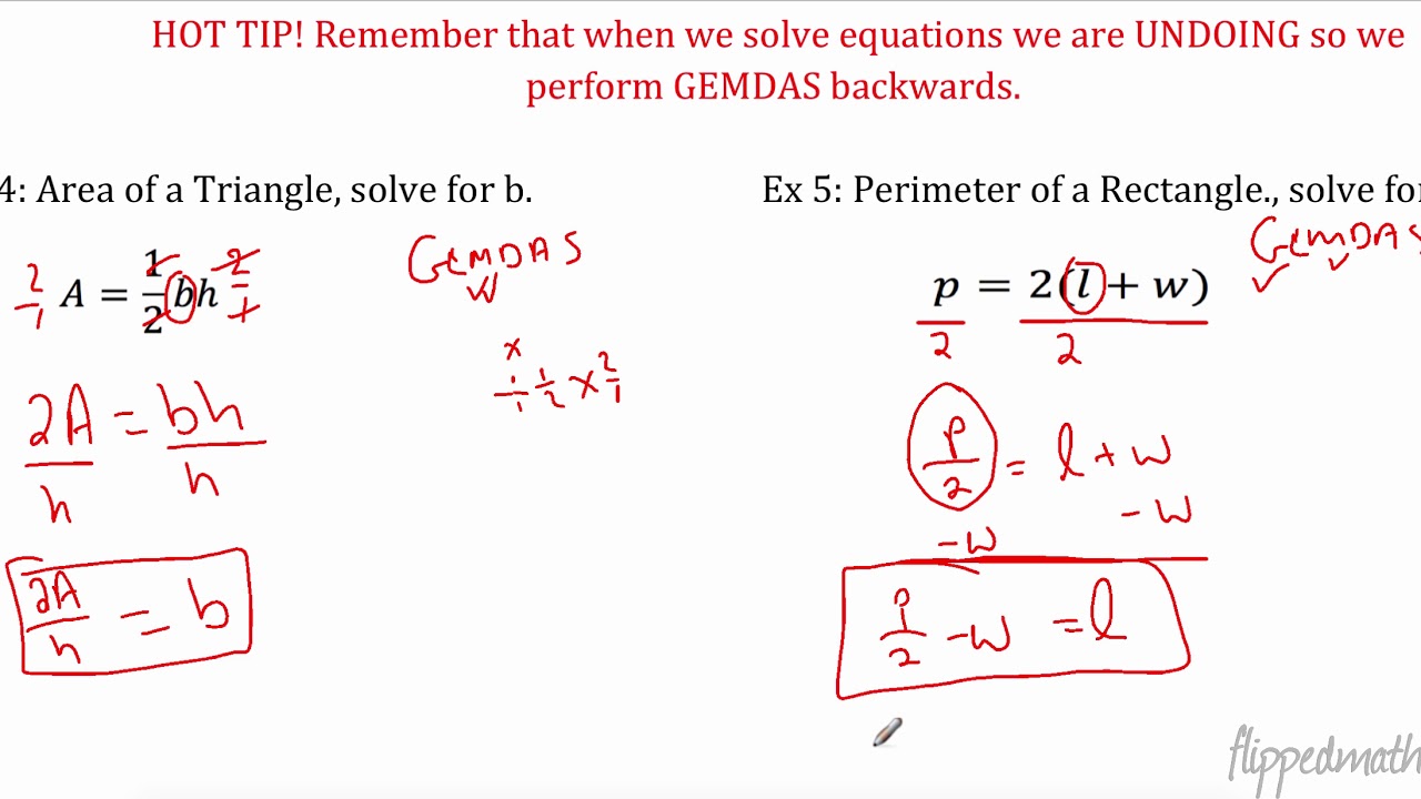 Algebra I: 2.5 Literal Equations