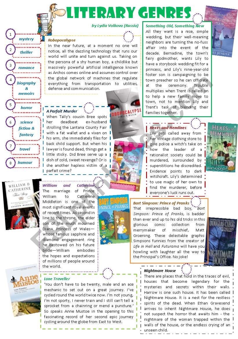 literary genres worksheet