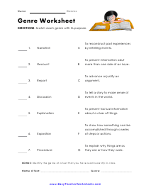 literary genres worksheet
