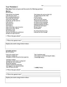literary tone worksheet