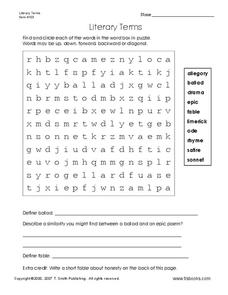 literature worksheet
