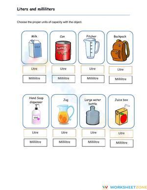 Liters And Mililiters Worksheet