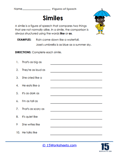 Figures of Speech Worksheets - 15 Worksheets Library