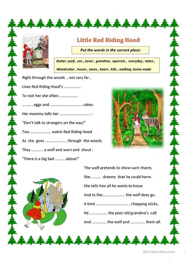 little red riding hood worksheet