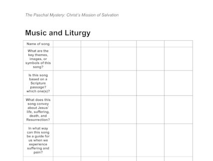 liturgy worksheet