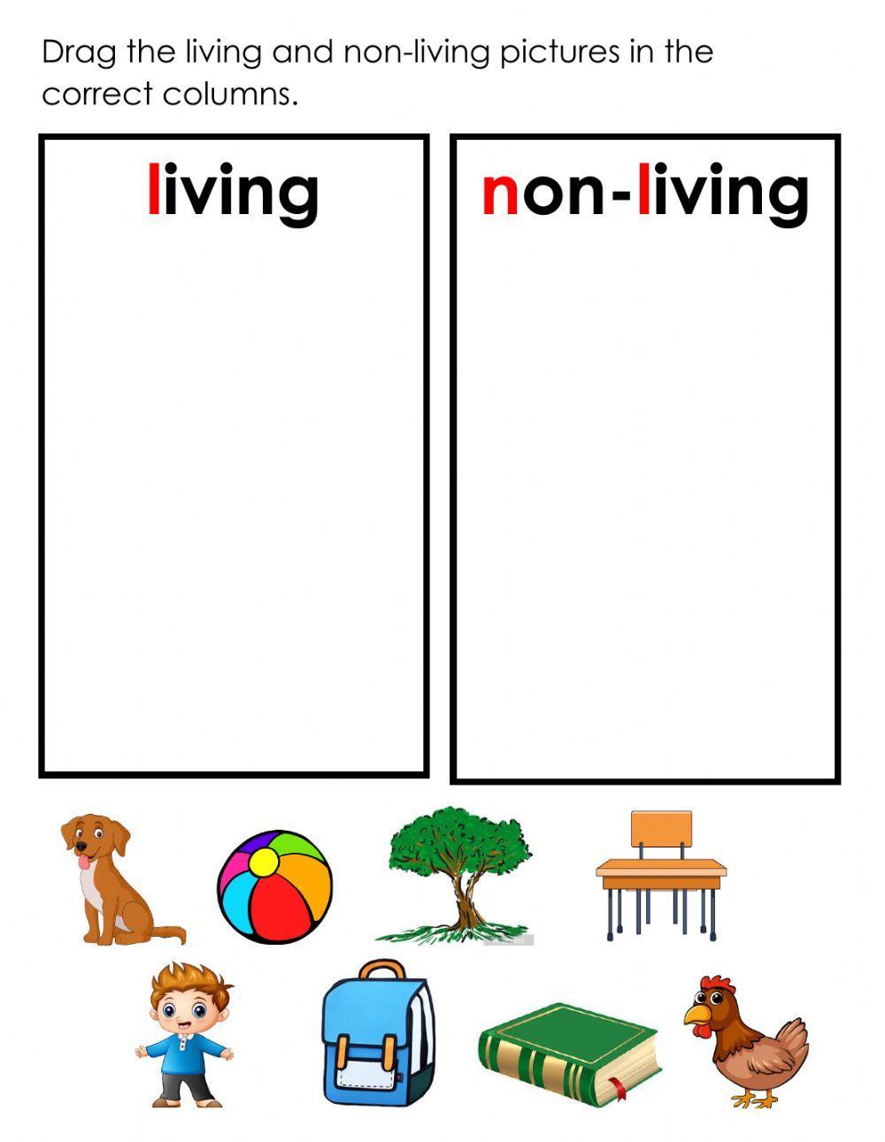 Living and Non-living worksheet  