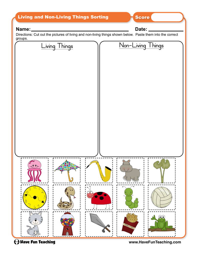 living and nonliving things worksheet