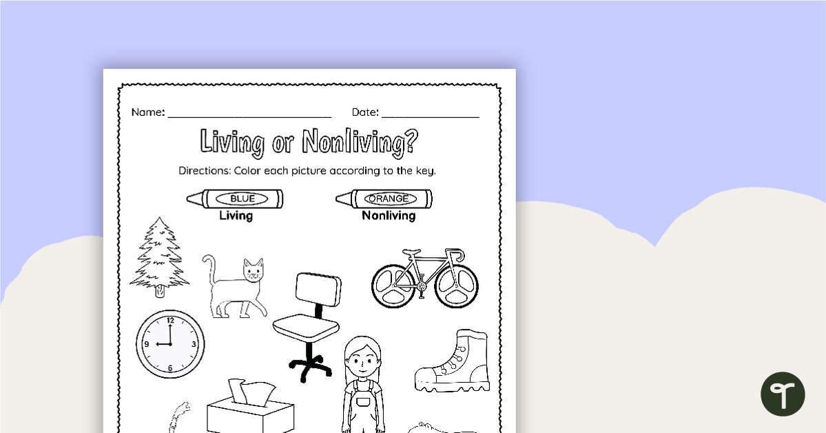 living or nonliving worksheet