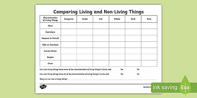 living things and nonliving things worksheet