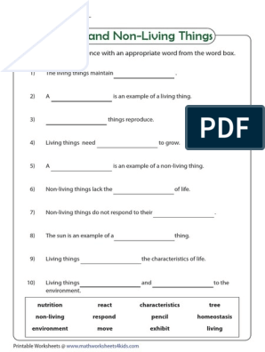 living things and the environment worksheet