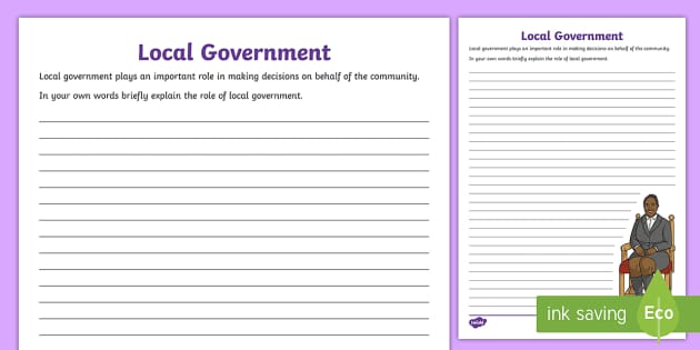 Local Government Worksheet - English (teacher made) - Twinkl