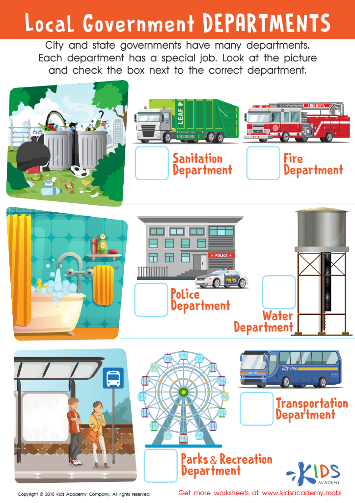 Local Government Departments Worksheet for kids