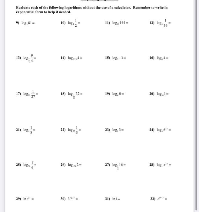 Math Exercises & Math Problems Logarithmic Equations and Inequalities