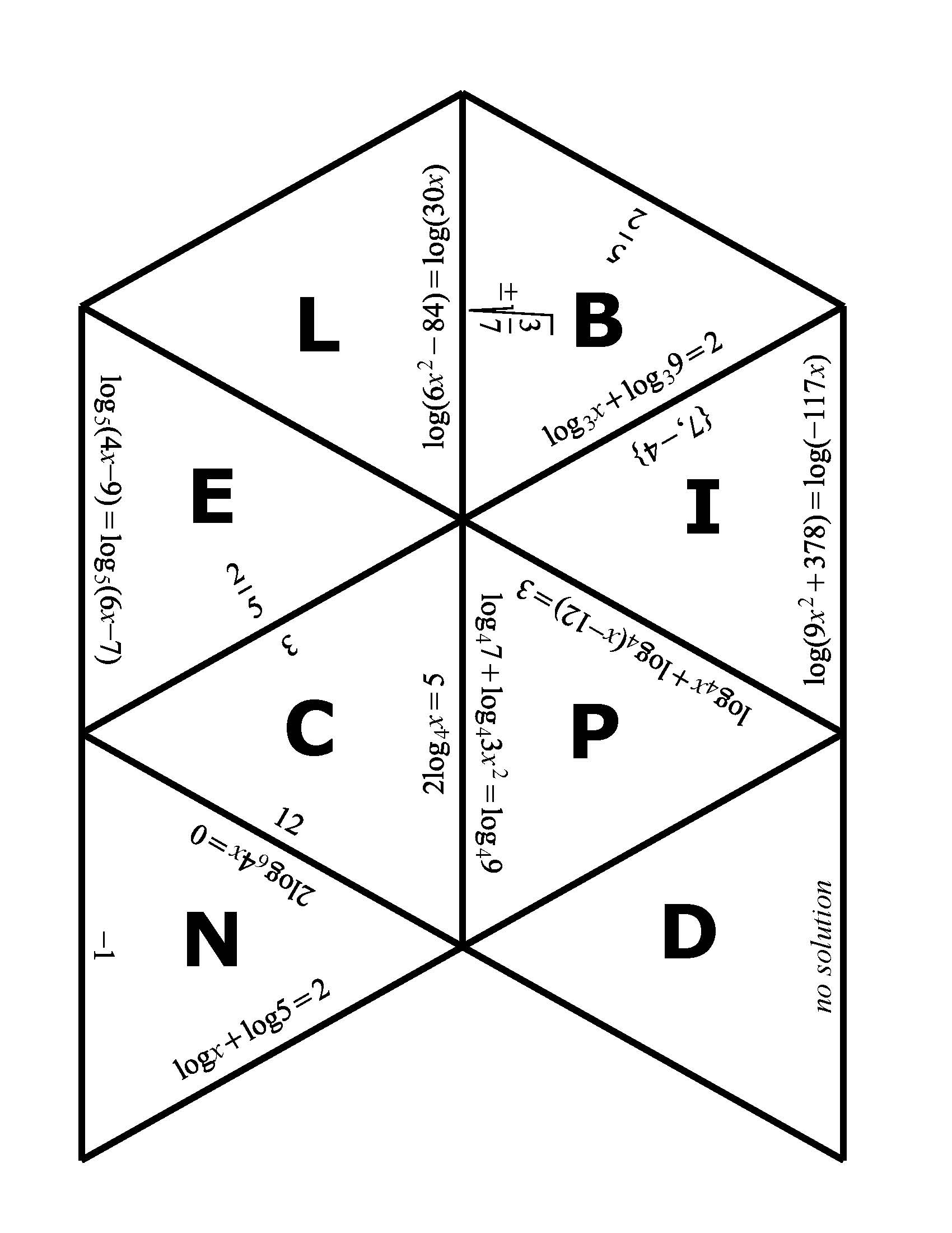 Logarithmic Equations Tarsia Puzzle Worksheets Library