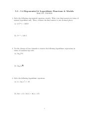 5.3 - 5.4 Worksheet.pdf - 5.3 - 5.4 Exponential &  Logarithmic ...