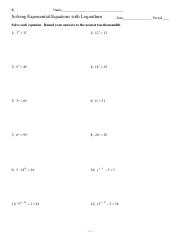 logarithmic equations worksheet answers
