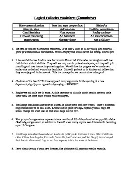 Logical Fallacies Worksheet by Take Two and Write Me in the Morning