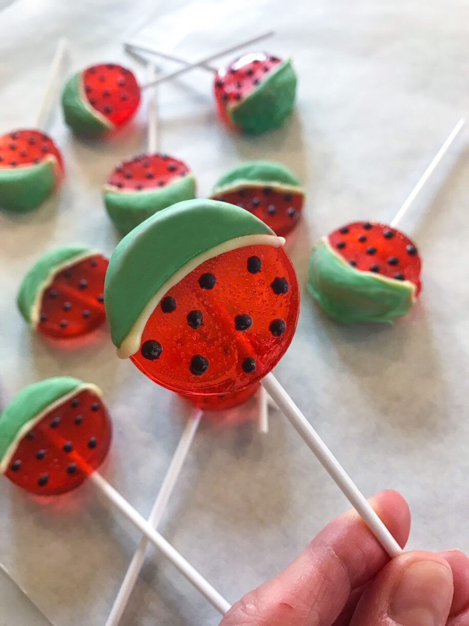 Homemade Watermelon Lollipops