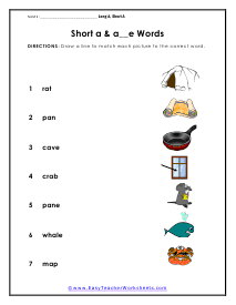 Long and Short A Vowel Sounds Worksheets