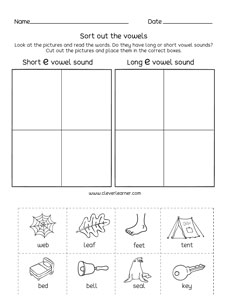 Long and short vowel sounds sorting printables for preschool and ...