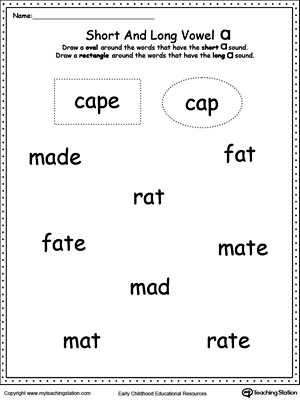 long a and short a worksheet