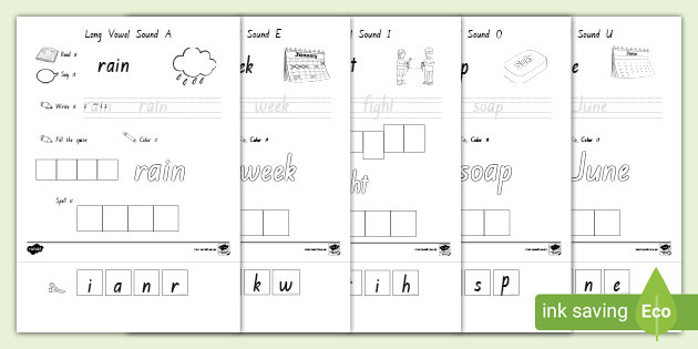 long a sound words worksheet
