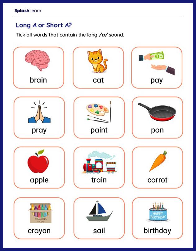 Long Vowel Sounds Matching Pictures - Aussie Childcare Network