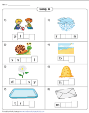 Complete Words with Long Vowel Sound A | Turtle Diary Worksheet