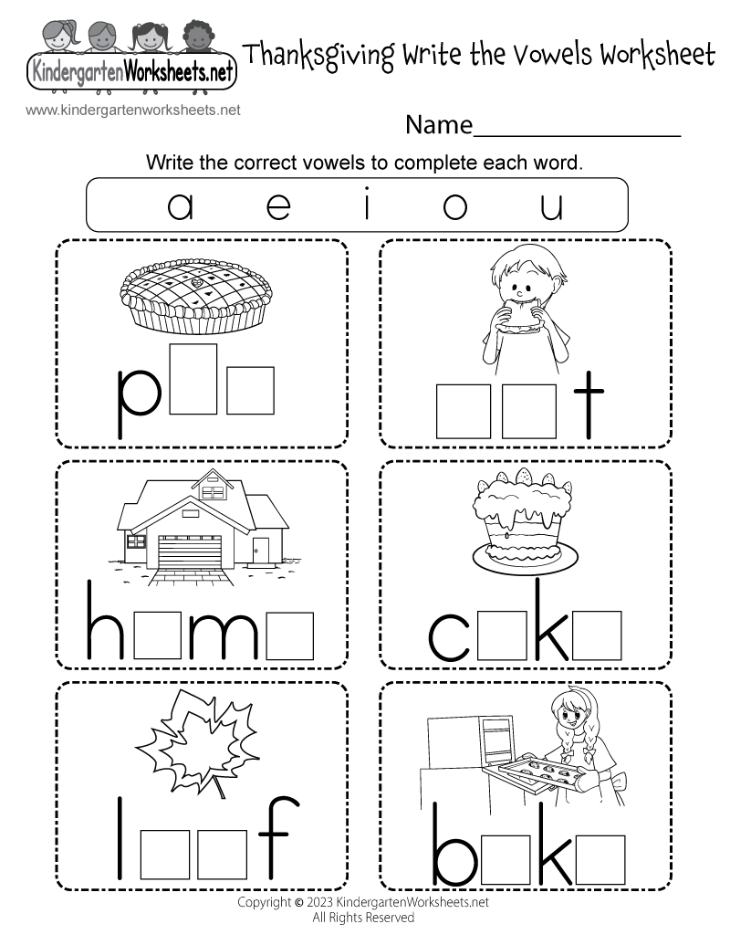 Thanksgiving Write the Vowels Worksheet - Free Printable, Digital ...