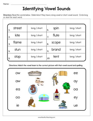 long and short vowel sounds worksheet