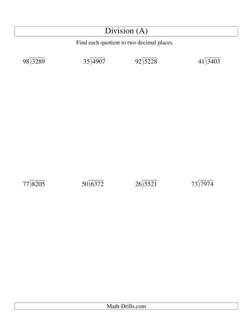 Long Division - Two-Digit Divisor and a Four-Digit Dividend with a ...