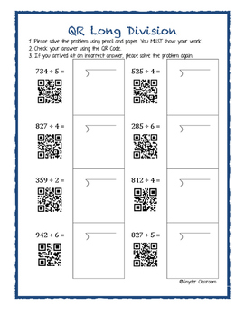 FREE Long Division Worksheets by Snyder Classroom worksheets library
