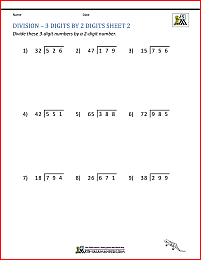 Long Division Worksheets for 5th Grade