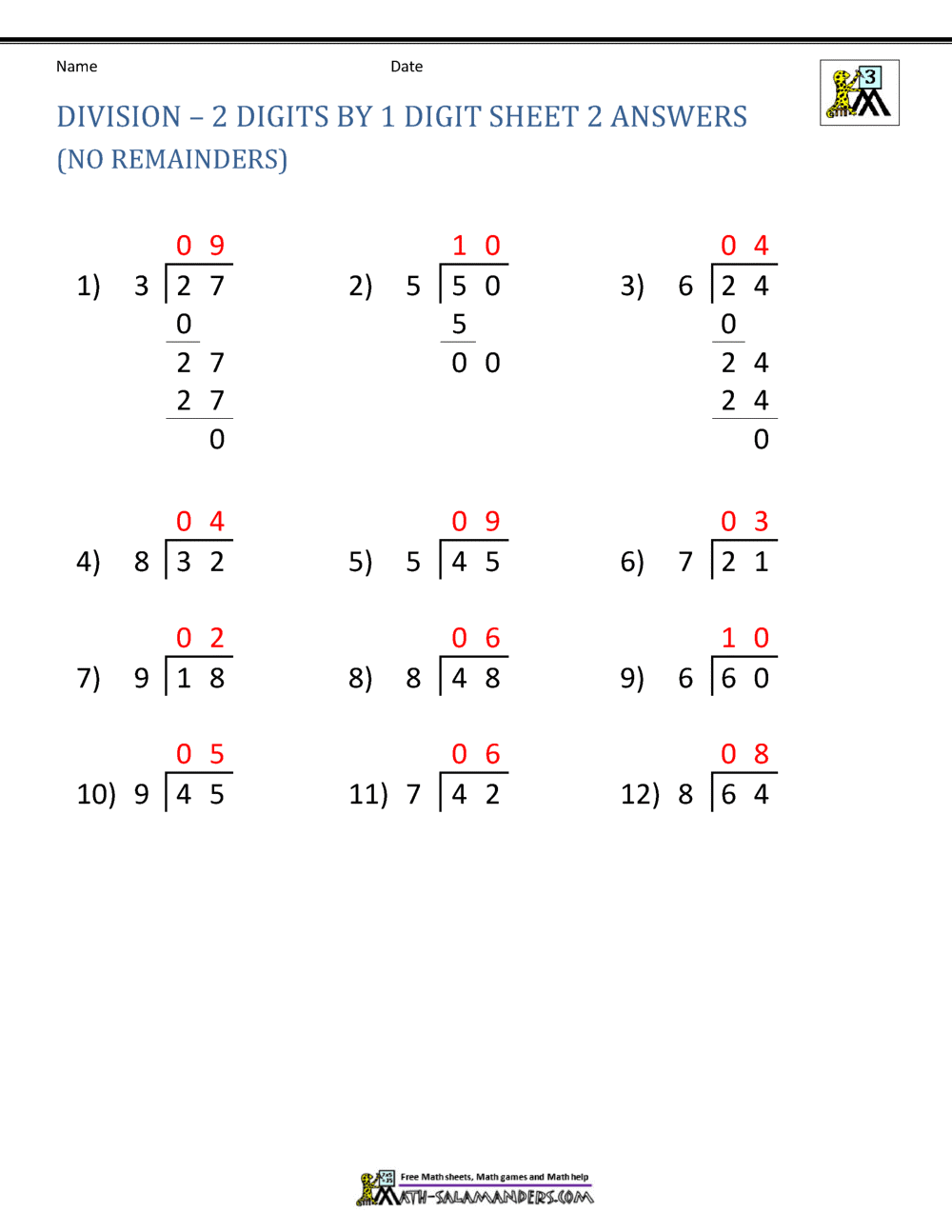 long division no remainder worksheet 4th grade