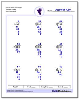long division no remainder worksheet 4th grade